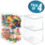 mDesign Stackable Closet Plastic Storage Bin Boxes with Lid - Container for Organizing Childs/Kids Toys, Action Figures, Crayons, Markers, Building Blocks, Puzzles, Crafts - 9" High, 4 Pack - Clear