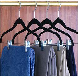 Velvet Skirt Hangers with Clips 10Pcs Non Slip Velvet Clothes Hangers with Notches for Pants and Coat Slim and Heavy Duty