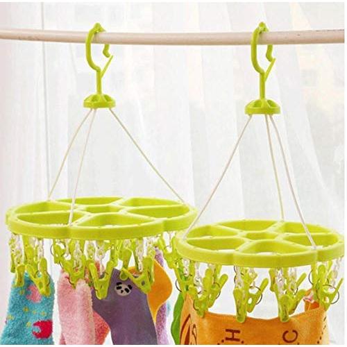 5pc Random Color 360 Degree Rotate Round Clothes Hanger Rack Socks Clips Home 15 Laundry Suitable for Travel and Home use.