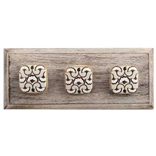 Indianshelf Handmade 1 Artistic Vintage Black Wooden Square Wall Hooks Hangers/Towel Holder Over The Door