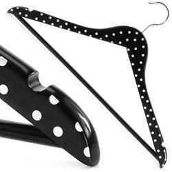 HANGERWORLD 20 Black Polka Dot 17.7inch Wooden Notched Coat Clothes Garment Pants Bar Hangers