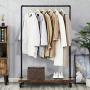 SONGMICS Clothes Rack, Industrial Pipe Style Rolling Garment Rack with Shelf, Lockable Wheels, Heavy Duty Clothing Rack for Laundry Room, Retail Store, Rustic Look UHSR65BX