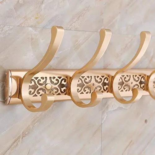 Space Aluminum Coat Hook Wall-Hanging Fitting Room Clothes Hook Hook Wall Bathroom Golden Clothes Hanging Wall Hanger Coat Hanger (Color : Purple) (Gold)