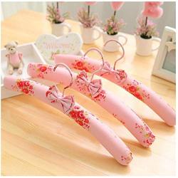 DNJKSA 5 Pcs Pink Blue Fabric Padded Clothes Hanger with Rustic Flower Printed, Idyllic Style Dress Shirts Hanger for Closet Bedroom(Random Color)