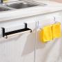 Yamalans Durable Double Hangers Wall Mounted Stand Bathroom Toilet Towel Holder Rack Kitchen Washing Cloth Hanger Shelf Black