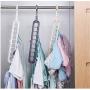 10pcs Random Color Multi-Functional 9 Holes Clothes Hanger Skirt Shirt Coat Drying Hang Rack Wardrobe Storage Organizer Space-Saving Cabide