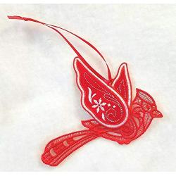 Red Cardinal Lace Ornament, Car Hanger, Window Decor, Home Decor