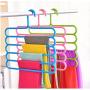 5 Layers Non-Slip Multi Functional Clothes Hangers Pants Storage Hangers Cloth Rack Scarf Tie Rack Space Saving Organizer 5pcs Random Color