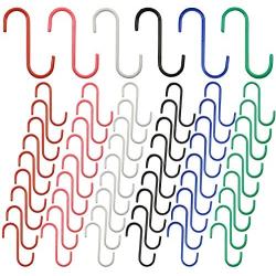 Wellmax S Hooks for Hanging, Heavy Duty S Shaped Hooks, Colored Metal S Hook Set for Hanging Plants, Closet, Kitchen, Pot Rack, and pots and Pans. 5 inches Long and 6mm Thick