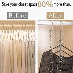 STAR-FLY Magic Hangers, Space Saving Hangers Magical Clothing Hanger with Hook Stainless Steel Wonder Closet Organizer (10-Pack)