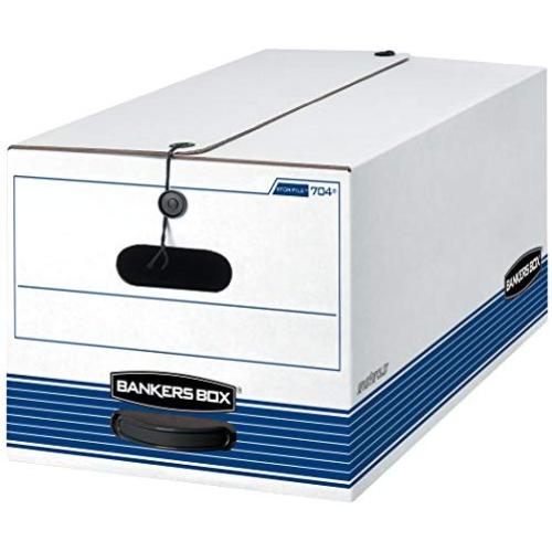 Bankers Boxes STOR/File Medium Duty Storage Boxes, FastFold, String and Button, Letter, 4 Pack (0070403)