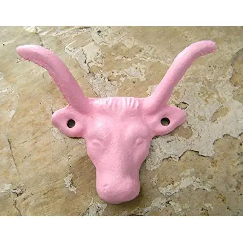 Cast Iron Pink Wall Hook, Farmhouse Rustic Décor, Cow Animal Knobs, Cabinet Hanger Cast Iron Pink Wall Hook, Farmhouse Rustic Décor, Cow Animal Knobs, Cabinet Hanger