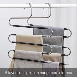 Nearbyme Pants Hangers 4 Pack S-Shaped Space Saving Hangers Non-Slip Stainless Steel Clothes Hangers Closet Organizer for Pants Jeans