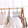 10pcs Random Color Magic Rotate Clothes Hanger Holder Storage Stand 9 Holes Plastic Support Drying Rack Wardrobe Finishing Space Saving Organizer