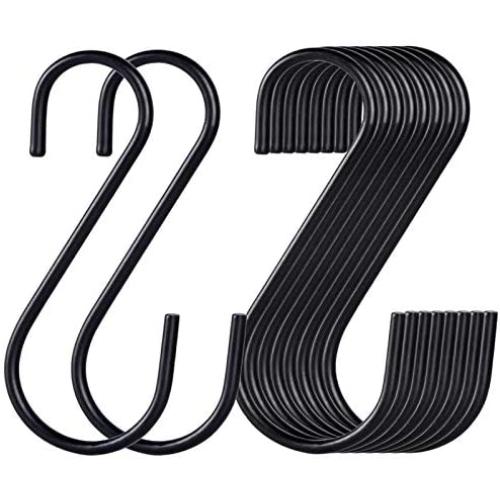 30 Pack Black S Hooks,Heavy Duty Metal Hooks Can Withstand up to 33 pounds.for Kitchen,Office,Garden or Outdoor Activities