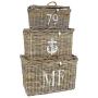 Maine Furniture Co. Kubu Rattan Baskets Set of 3, Boxes with Handle, Multifunctional Storage Organizer, Incredibly Sturdy and Stylish-Small, Medium and Large Size, 40 x 60 x 35 cm, Natural