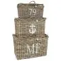 Maine Furniture Co. Kubu Rattan Baskets Set of 3, Boxes with Handle, Multifunctional Storage Organizer, Incredibly Sturdy and Stylish-Small, Medium and Large Size, 40 x 60 x 35 cm, Natural