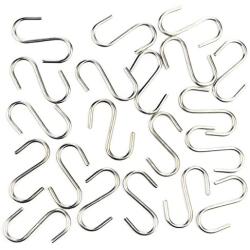 Flammi 20-Pack Mini S Shaped Hooks Hanging Hooks Chrome Plated for Jewelry Key Ring Dustpan Brush (1-3/4-Inch Long)