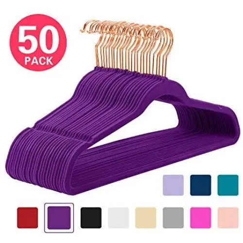 MIZGI Premium Velvet Hangers (Pack of 50) Heavyduty - Non Slip - Velvet Suit Hangers Dark Purple - Copper/Rose Gold Hooks,Space Saving Clothes Hangers MIZGI Premium Velvet Hangers (Pack of 50) Heavyduty - Non Slip - Velvet Suit Hangers Dark Purple - Copper/Rose Gold Hooks,Space Saving Clothes Hangers