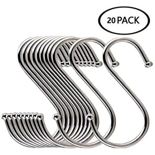 20x Stainless S Hooks Kitchen Pot Pan Hanging Hanger Clothes Storage Rack (Silver) 20x Stainless S Hooks Kitchen Pot Pan Hanging Hanger Clothes Storage Rack (Silver)