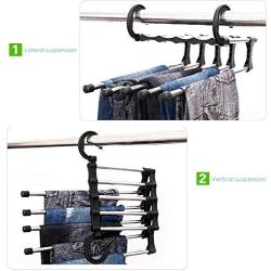 Stainless Steel Pants Hanging Storage Rack Hangers Jeans Clothes Organizer Folding Storage Rack Space Saver Storage Rack for Hanging Pants Hanger Jeans Organizer Space Saving Clothes (Color : Black)