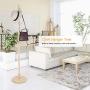 Fdit Assembled Wooden Coat Hat Stand Tree Jacket Cloth Vertical Hanger Rack 8 Hooks ((Wooden Color))