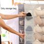 2 Pack Closet Hanging Organizer with 30 Mesh Pockets & Rotating Metal Hanger,Dual Sided Wall Shelf Wardrobe Storage Bags,Oxford Cloth Space Saver Bag for Bra Underwear Underpants Socks by HIN