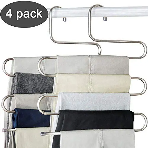 Pants Hangers S-Shape Trousers Hangers Stainless Steel Clothes Hangers Space Saving Closet Organizer for Pants Jeans Scarf (4-Pieces) Pants Hangers S-Shape Trousers Hangers Stainless Steel Clothes Hangers Space Saving Closet Organizer for Pants Jeans Scarf (4-Pieces)