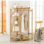 Wall CR Coat Racks Coat Rack Floor Bedroom Drying Racks Bamboo Simple Solid Wood Living Room Clothes Rack Hangers