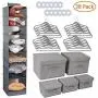 Collapsible Nursery Closet Organizer, 38 Complete Storage Organizer Set with Hanging Shelves, Fabric Storage Boxes, Non Slip Velvet Hangers, Round Clothes Rividers, Closet Organizer for Sweater, Grey Collapsible Nursery Closet Organizer, 38 Complete Storage Organizer Set with Hanging Shelves, Fabric Storage Boxes, Non Slip Velvet Hangers, Round Clothes Rividers, Closet Organizer for Sweater, Grey