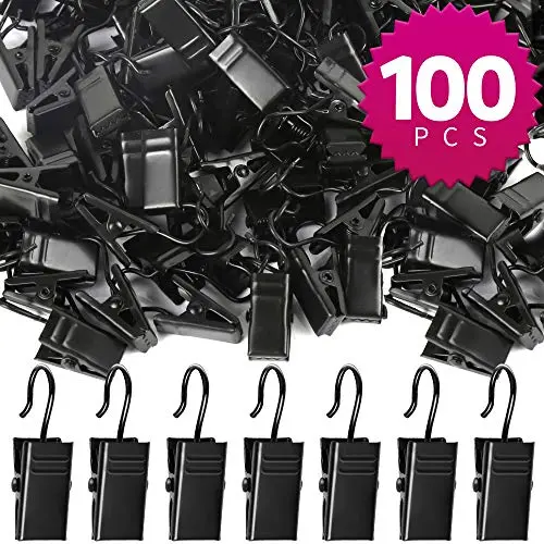 Teenitor 100 Pack Curtain Clips Stainless Steel Light Hanger Hooks Christmas Party Decor Supplies for Camp Tent Photo Display Indoor and Outdoor Decoration