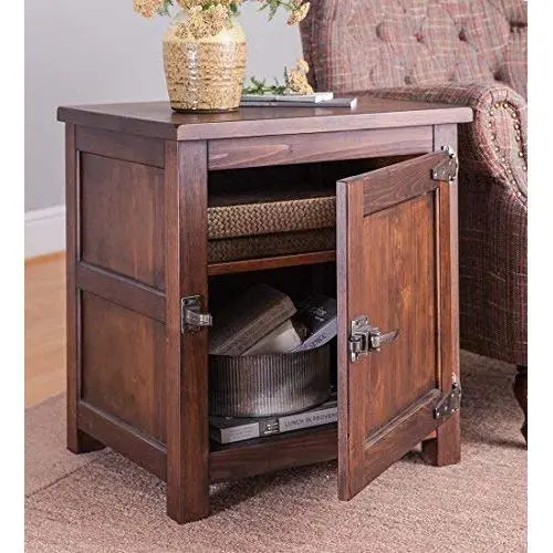 Portland Ice Boxes Wooden Side Table, 22 L x 18 W x 23.5 H - Walnut Finish Portland Ice Boxes Wooden Side Table, 22 L x 18 W x 23.5 H - Walnut Finish