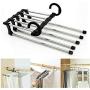 5pcs Random Color Multifunction 5 in 1 Pant Rack Shelves Stainless Steel Clothes Hangers Multi-Functional Wardrobe Magic Hanger