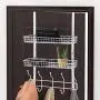 Over The Door Hook 2 Baskets & 5 Hooks Steel Storage Shelf Decorative for Office Home, Storage Organizer Rack for Coat Towel, Jewelry (White) Over The Door Hook 2 Baskets & 5 Hooks Steel Storage Shelf Decorative for Office Home, Storage Organizer Rack for Coat Towel, Jewelry (White)