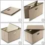 Prandom Large Foldable Storage Boxes with Lids [3-Pack] Jute Fabric Collapsible Storage Bins Organizer Containers Baskets Cube with Cover for Home Bedroom Closet Office Nursery (17.7x11.8x11.8)