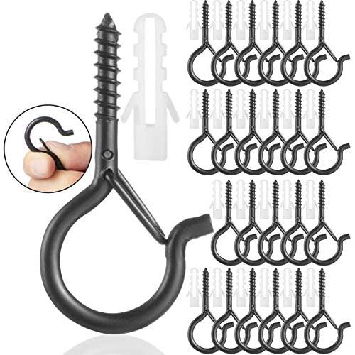 24 Pack 2.2 Inches Ceiling Hooks with Safety Buckle,Screw Hooks for Plant and Christmas Outdoor String Lights,Q-Hanger Hooks for Party and Festival Decoration Hanging