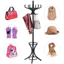 ZKYMJ Wood Stand hat Coat Coat Rack Hanging Bag Hanger Tree 12 Hook with Umbrella Stand Modern Hanger Clothes (Color : D)