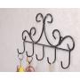 Wall Mounted Metal Hooks/Hangers - Door Hangers/Hooks - Decorative Organizer Rack with 6 Hooks for Keys Clothes Coats Hats Belts Towels Scarves Pots Cups Bags Kitchen Bathroom Garden (Black) (LSYY001)