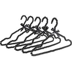 SAASNY Premium Metal Elegant Clothes Hangers Covered in Black Pearl Beads - 39cm (15.3 Inch) (Pack of 30) Ideal for Home and Shops