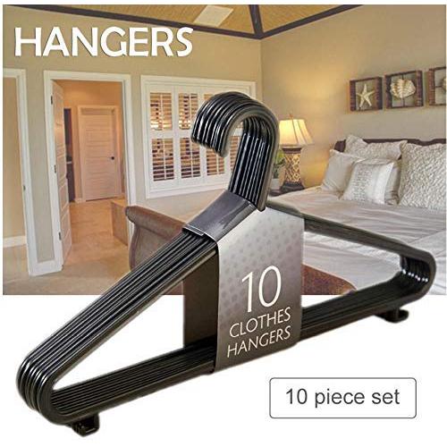 10pcs Black Non-Slip Suit Hangers for Adult Clothing Multi-Functional Home Clothes Hangers Space Saving Organizer