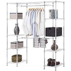 CoziNest Expandable Closet Organizer Free Standing Clothes Hanger Rack Shelves Heavy Duty