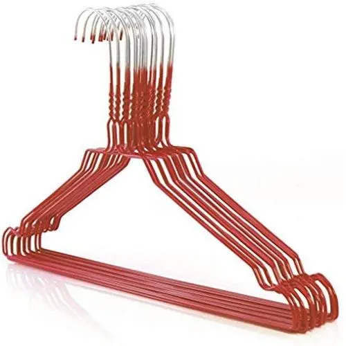 Norton Supply Pack of 25 Galvanized Wire Metal Coat Clothes Hangers with Red Coating 16"