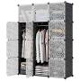 KOUSI Portable Closet Wardrobe Closet Portable Closet Wardrobe Bedroom Armoire Sturdy Clothes Closet Tall Dresser Portable Sturdy Closet Sturdy Portable Closet,Black, 6 Cubes + 2 Hanger