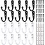 HiGift 20 Pieces Wall Mounted Coat Hooks Robe Hooks Cloth Hangers Coat Hangers Coat Hooks Rustic Hooks and 25 Pieces Screws for Bath Kitchen Garage Single Coat Hangers (White & Black Color)