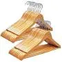 Qualsen Wooden Hangers with Non-Slip Strip ?20 Pack? Coat Suit Clothes Hanger (20 Set, Natural) Qualsen Wooden Hangers with Non-Slip Strip ?20 Pack? Coat Suit Clothes Hanger (20 Set, Natural)