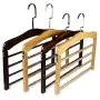 Pant Hangers Durable Slack Hangers 4-Layer Wooden Pant Hangers, Non Slip Wood Hangers Clothes Hangers Closet Space Saving, Heavy Duty Coat Hanger Huggable Dual-use Trouser Hanger Multi Layers Stainles