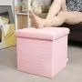 B FSOBEIIALEO Storage Ottoman, Faux Leather Footrest Stool, Storage Boxes Cube Toy Chest, 15