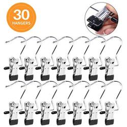 Frezon Laundry Hooks with Clips, Boot Hangers for Closet, Portable Laundry Hooks Hat Hanger Stainless Steel Home Travel Hangers Clips 30 Pack