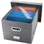 Prandom File Organizer Boxes - Set of 1 Collapsible Decorative Linen Filing Storage Hanging File Folders with Lids Office Cabinet Letter/Legal Size (17x14x11.2 inch)…
