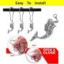 ZILucky 12pcs Set Mermaid Decorative Shower Curtain Hooks Stainless Steel Rings with Roller Balls for Linen Hanger Rust Proof Polished Chrome for Room Decor